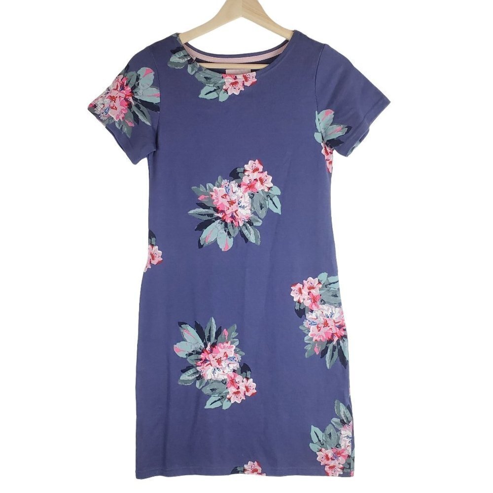 Joules 2 Purple Floral Knit Short Sleeve Dress